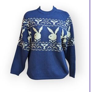 Vintage 1960's Playboy Bunny Martini Glass Glam Mod Wool Pop Art Sweater.